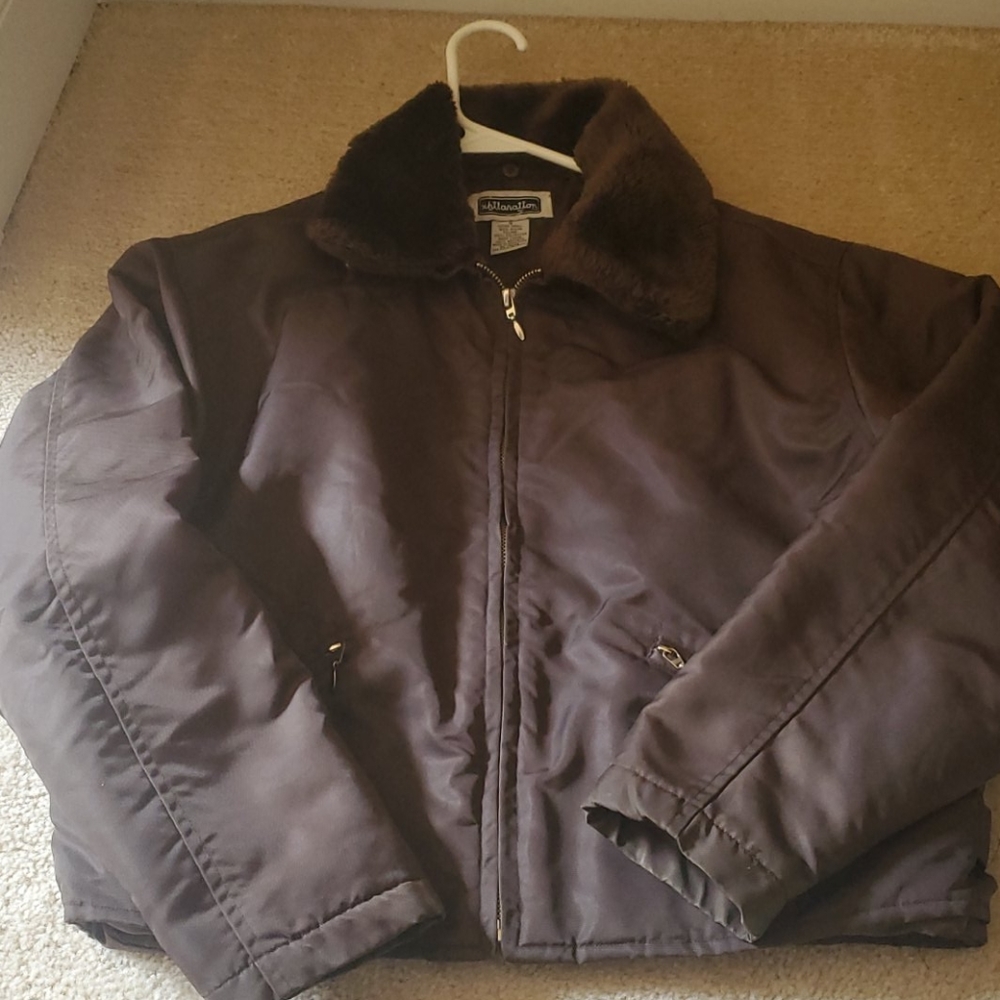 Xhilaration Brown bomber jacket w/ fur neck